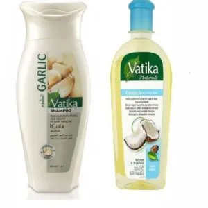 Dabur Vatika Garlic Shampoo & Coconut Oil.