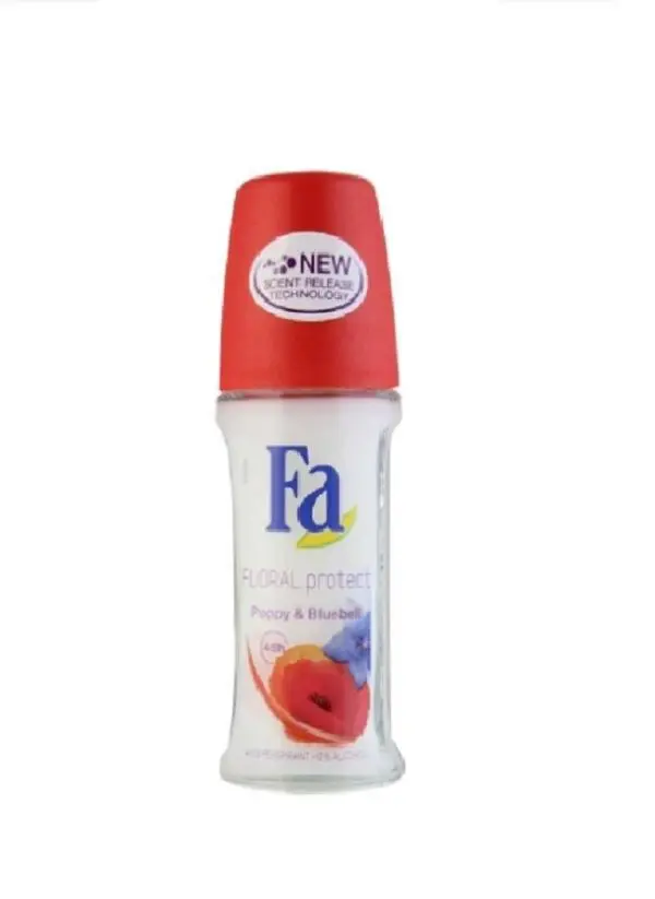 Fa Floral Protect Poppy and Bluebell Anti-Perspirant Deodorant Roll On Fo