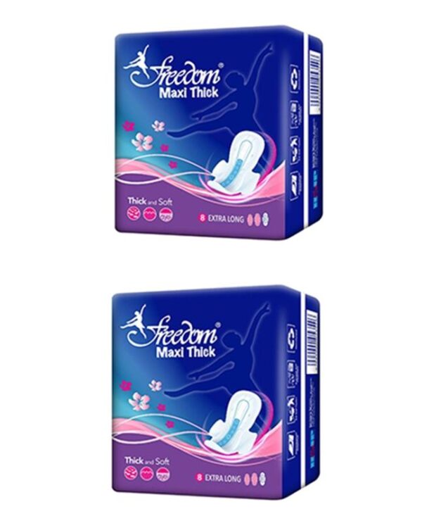 Freedom Maxi Thick Sanitary Napkin Extra Long 8 Pc - Pack of 2