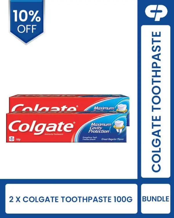 Pack Of 2 Maximum cavity 100GM Colgate Toothpaste Bundle