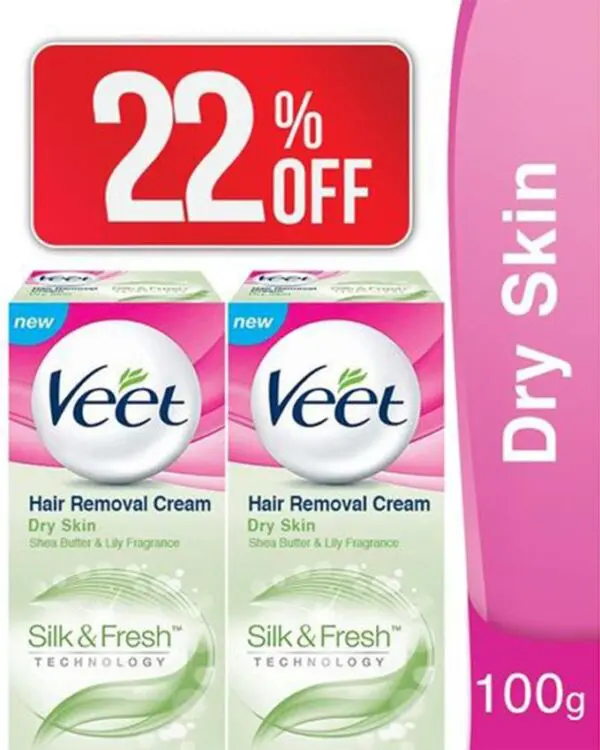 Veet Pack Of 2 - Silk & Fresh Cream For Dry Skin - 100gm
