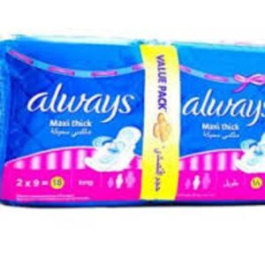 Always Pack of 18 Sanitary Pads Maxi Thick Size Long