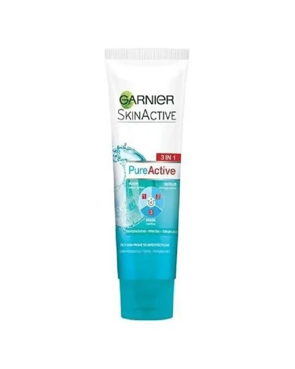 Garnier Pure Active 3In 1 Face Wash Scrub Mask - 100Ml