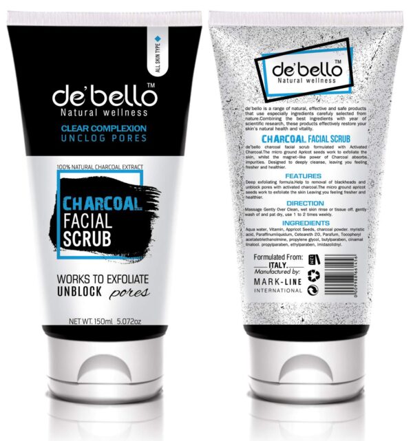 Debello Charcoal Facial Scrub (150ml)