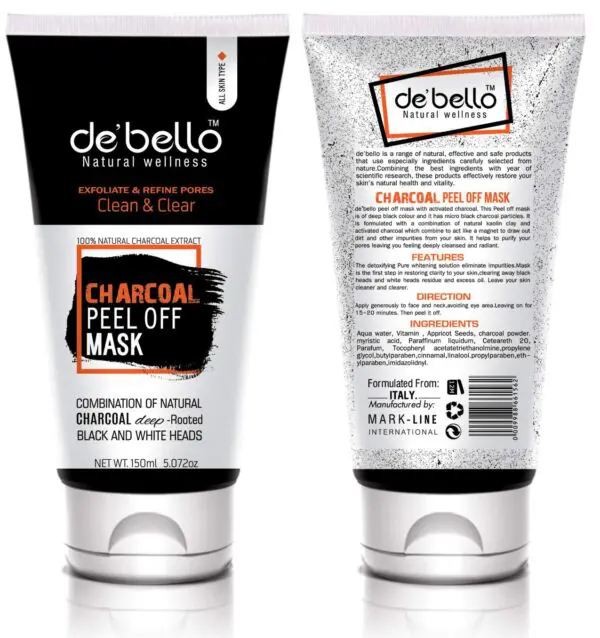 Debello Charcoal Facial Peel Off Mask (150ml)