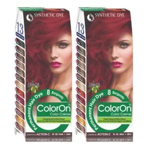 Coloron Permanent Hair Dye #8 (Burgundy) Combo Pack