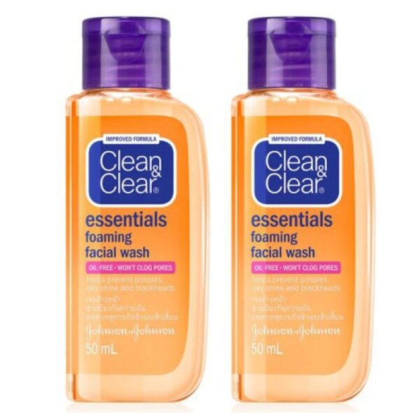 Pack of 2 Clean and Clear Essentials Foaming Face Wash (50ml)