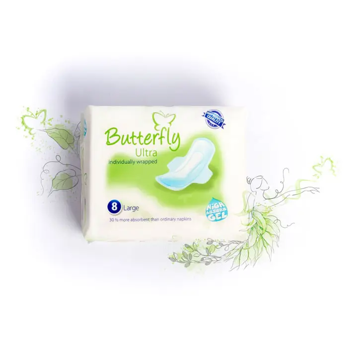 Butterfly Ultra Thin Economy Pack Sanitary Pads Large 8 Pcs