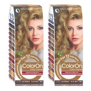 Coloron Permanent Hair Dye #12 (Golden Blonde) Combo Pack