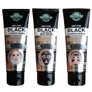 Hollywood Style Deep Pore Black Carbon Scrub (100ml) Pack of 3