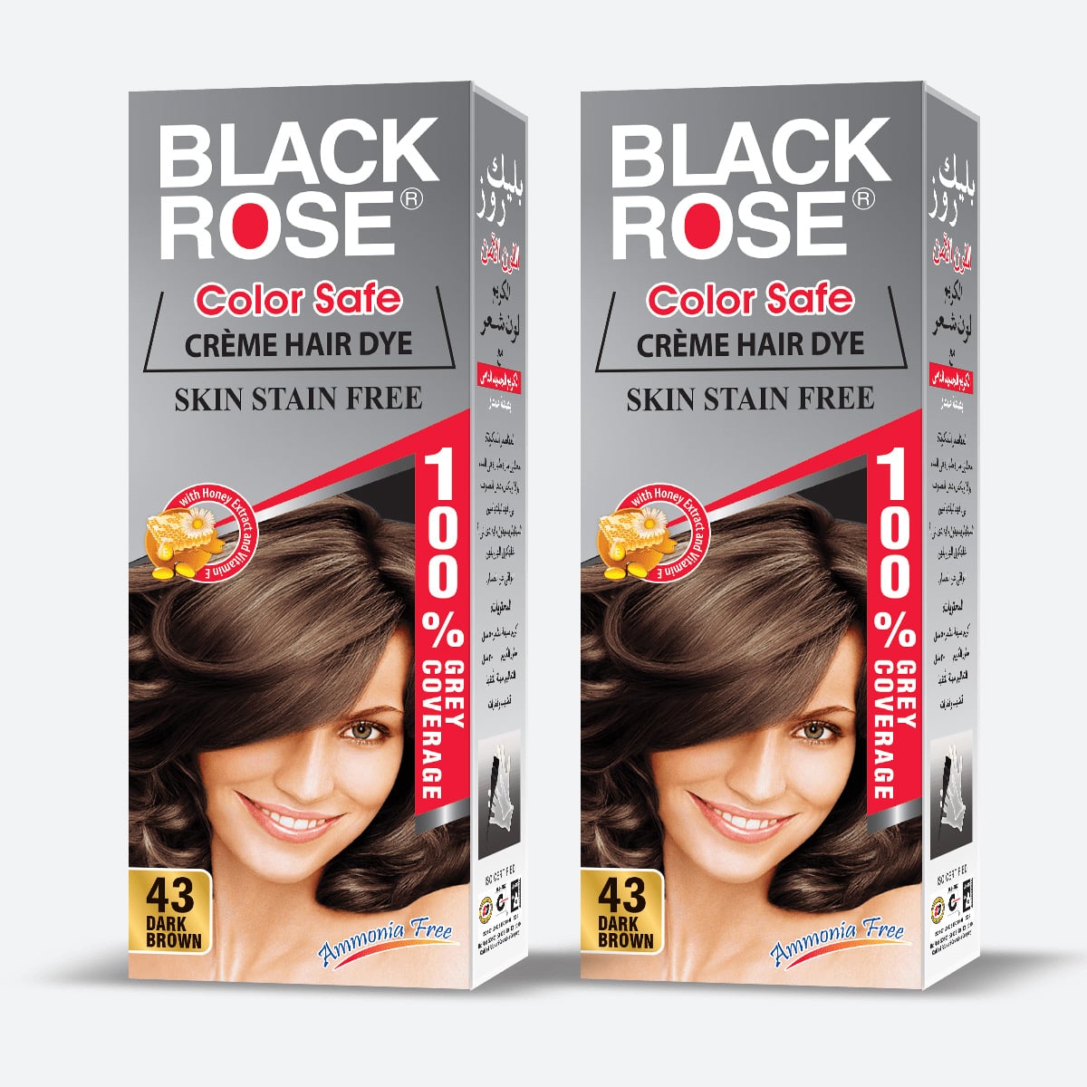 Black Rose Color Safe Hair Color Dark Brown #43 (Combo Pack) – 