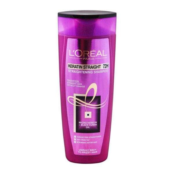 L'Oreal Paris Keratin Straight 72H Straightening Shampoo For Unruly Wavy To Frizzy Hair 360ml