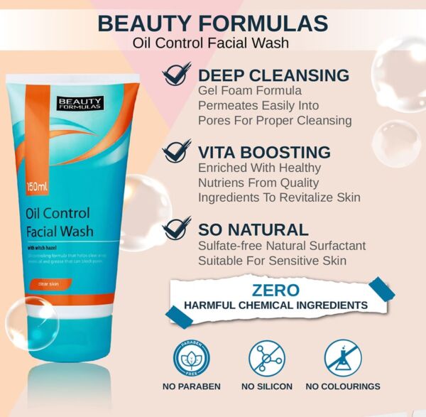 Beauty Formulas Clear Skin Oil Control Face Wash (150ml)