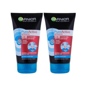 Garnier 3in1 Charcoal Pure Active Face Wash (100ml) Combo Pack