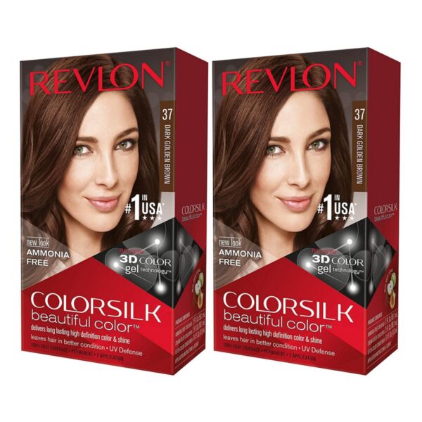 Revlon Colorsilk Hair Color 37 Dark Golden Brown (Combo Pack)