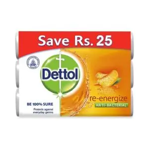 Dettol Re-energize Anti-Bacterial Soap (Pack of 3) (85gm)