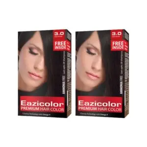 Eazicolor Premium Hair Color 3.0 Dark Brown Combo Pack