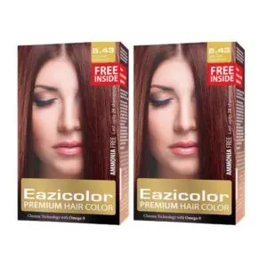 Eazicolor Premium Hair Color 5.43 Light Copper Golden Brown Combo Pack