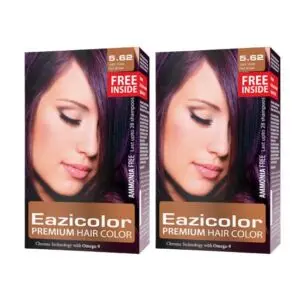 Eazicolor Premium Hair Color 5.62 Light Violet Red Brown Combo Pack