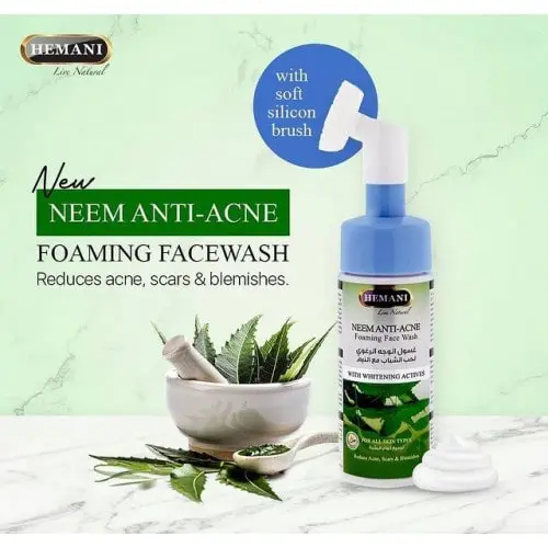 Hemani Herbal Anti Acne Foam Face Wash With Neem (150ml) Trynow.pk