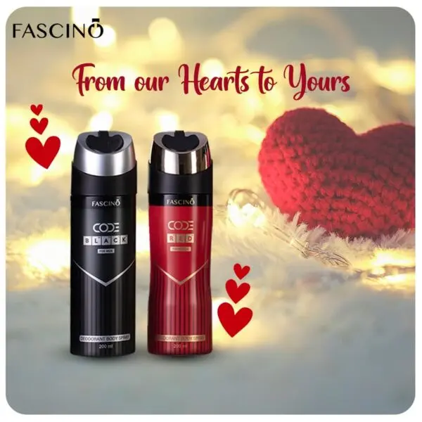 Fascino Code Black & Red Perfumed Body Spray (200ml Each)