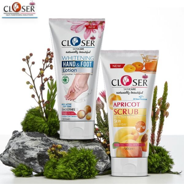 Closer Whitening Hand & Foot Lotion & Apricot Scrub (200ml)