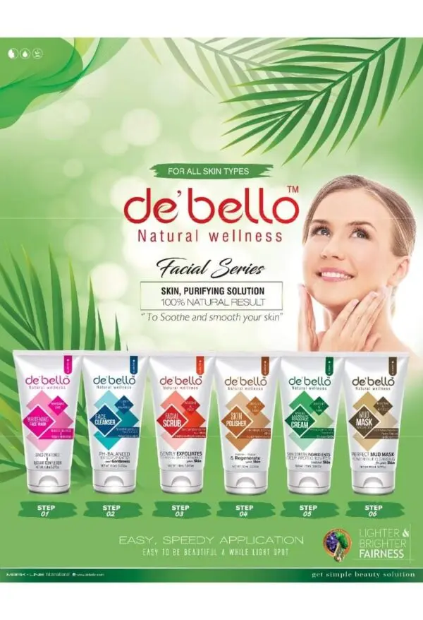 Debello Whitening Facial Kit (200ml Each) Pack of 6