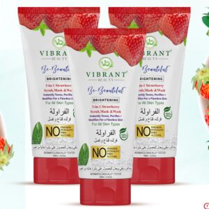 Vibrant 3in1 Strawberry Scrub + Wash & Mask (150ml) Pack of 3
