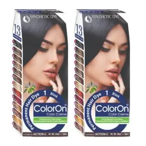 Coloron Permanent Hair Dye #1 (Black) Combo Pack