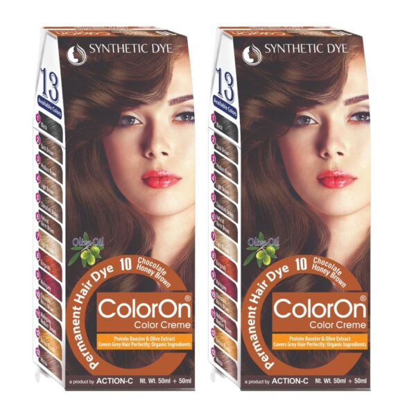 Coloron Permanent Hair Dye #10 (Chocolate Honey Brown) Combo Pack