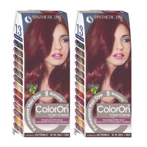 Coloron Permanent Hair Dye #9 (Mahogany) Combo Pack