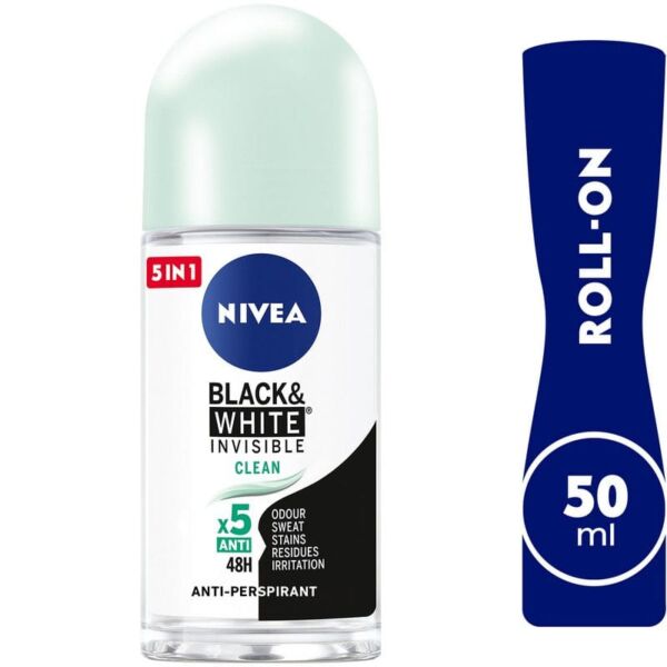 Nivea Black & White Invisible Clean Roll-On (50ml)