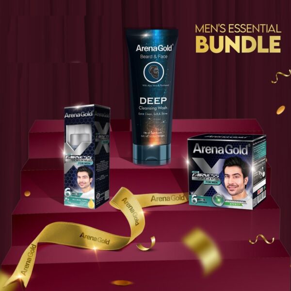 Arena Gold Mens Grooming Bundle (Serum, Cream & Facewash)